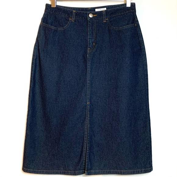 Halogen Stretchy A-Line Dark Denim Skirt - Picture 1 of 11